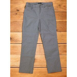Hilary Radley Pants Womens Medium Ankle Houndstooth‎ Black White Stretch EUC